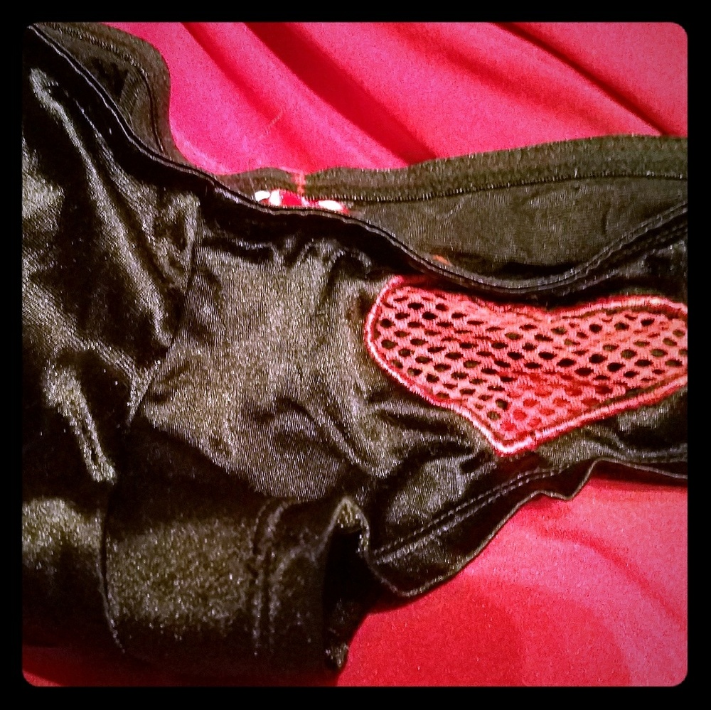 Black Satin boy shorts with corset lace front